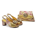 Elegant Woman Peep Toe High Heels Pumps Shoe and Bags Set African Ladies Shoes and Bag Set