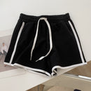 Women Summer Cotton Shorts With Belt Casual Stretch High Waist White Linen Mini Shorts Female Trousers Outwear