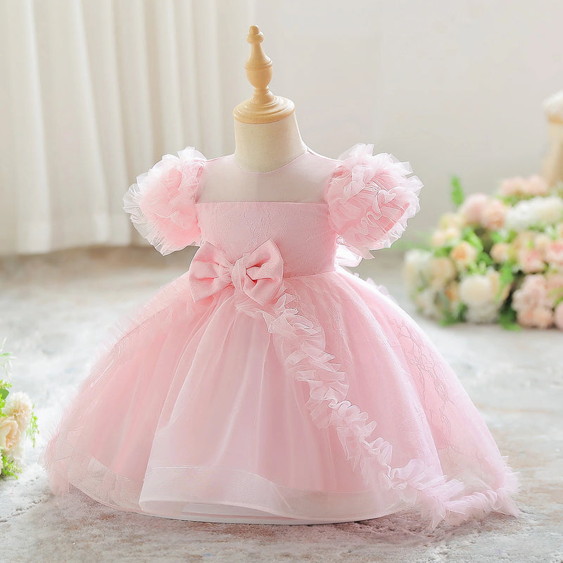 Elegant Flower Party Baby Girls Dress Toddler Pink Wedding Princess Prom Gown Bridesmaids