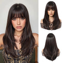 Woman with long dark hair and bangs, shown from front, side, and top angles, Obroi