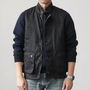 Retro Sleeveless Cargo Vest with Oil Wax Men's Multi-pockets Casual Heavyweight Waterproof Coat