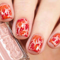 Press on Red Orange Gradient Maple Leaf Design Fake Nail Art Reusable Full Cover Nails Tips