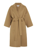 Solid Bandage Belt Long Woolen Trench Jacket Women's Trendy Elegant Luxury Windbreaker Coat