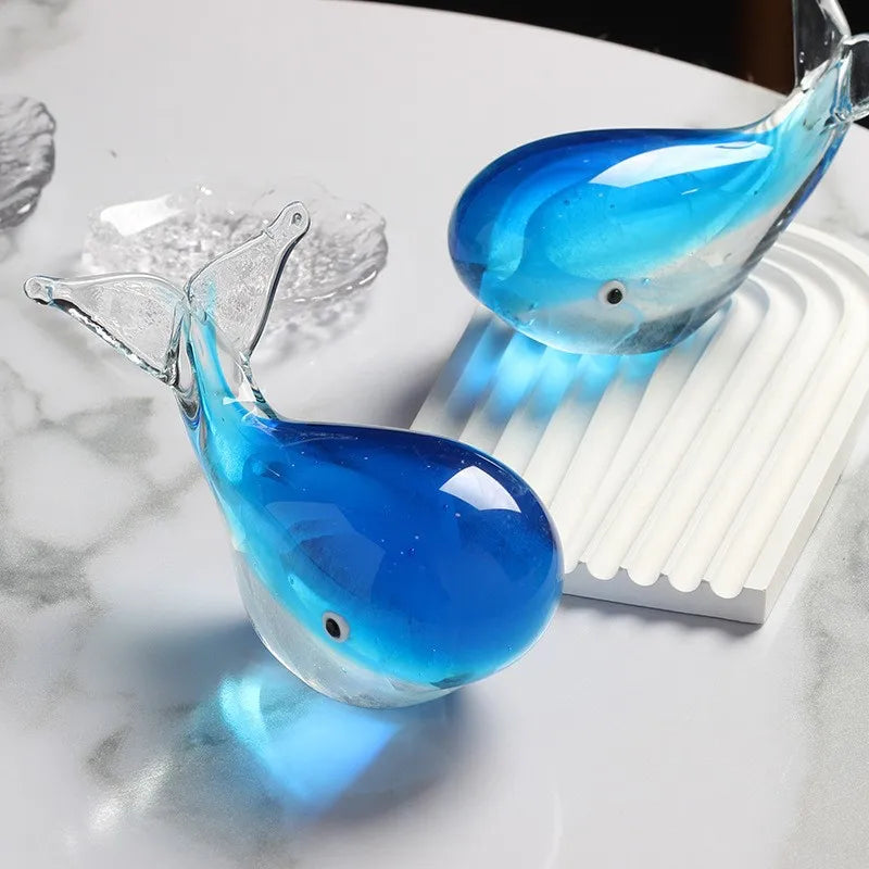 Glazed luminous whale glass craft gift marine artwork desktop decoration ornaments