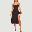 Summer Clothes For Women Dresses Vintage Style Elegant Polka Dot Dress Spaghetti Strap Self Tie Side Slit Midi Dress Sundress