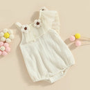 Newborn Baby Girl Romper Cotton Baby Girl Clothes Cute Sleeveless Crochet Flower Pleated Jumpsuits Outfits Sunsuit Baby Clothing