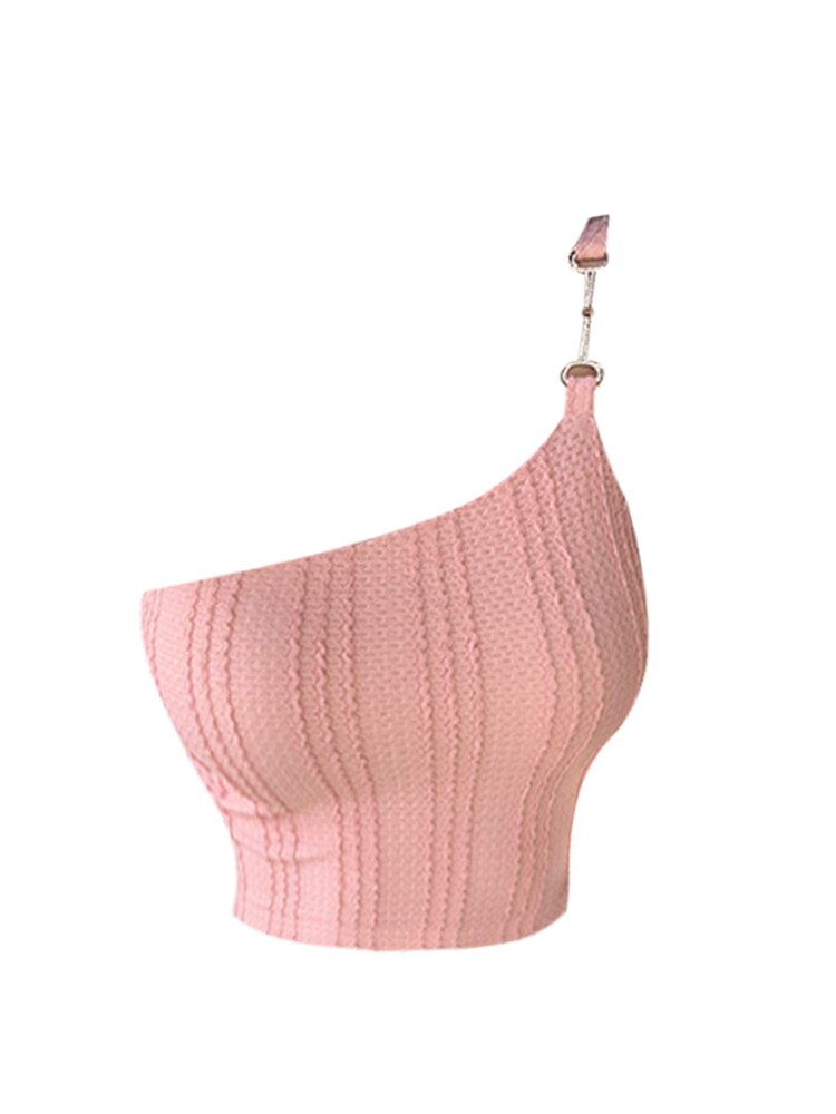 Women's Summer Pink Camisole Crop Tops Female Sexy Streetwear Casual Chic Girl Vintage Off Shoulder Tank Top