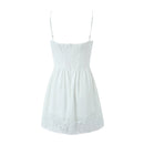 Elegant Women Lace Chiffon Sling White Dress Sleeveless V Neck Summer Ladies Party Mini Dresses