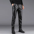 Autumn Winter Men Leather Pants Casual Thickened Cashmere Warm Motorcycle