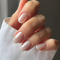 Simple Pearlescent Nail Art Glossy Chic Short Round Nails Detachable Finished Fake Nails Press on Nails