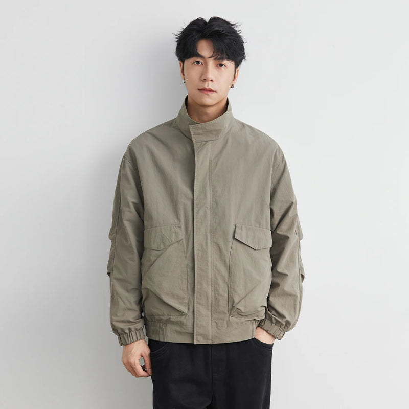 Men Lapel Jacket Military Style Casual Clothing Spring Autumn Season Pocket Jacket For Men