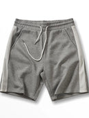 Summer American Retro Knitted Solid Shorts Men Loose Elastic Drawstring Sport Casual