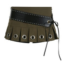 Vintage Punk Belt Low Rise Pleated Skirt Women Hottie Super Short Eyelet Party Summer Skirts 90s Mini