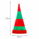 Lengthened Red and Green Stripes Plush Christmas Hat Holiday Decoration Elf Clown Curved Hat Party Santa Hat