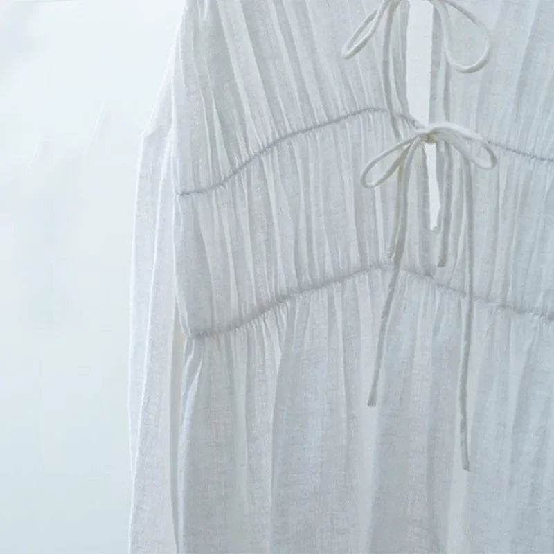Hollow Out Shirt Tops Shirts Blouses Elegant Pleated Spring Clothes Women