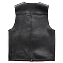 Genuine Leather Motorcycle Vest Mens Real Leather Waistcoat Bikers Vest sleeveless jacket clothing