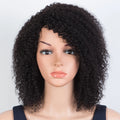 Kinky Curly Human Hair Wigs With Bangs Natural Black Jerry Curly Short Bob Wig For Women Friendly for Beginner