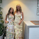 Dress Women Spaghetti Strap Dresses Gradient Ruffles Patchwork Summer Holiday