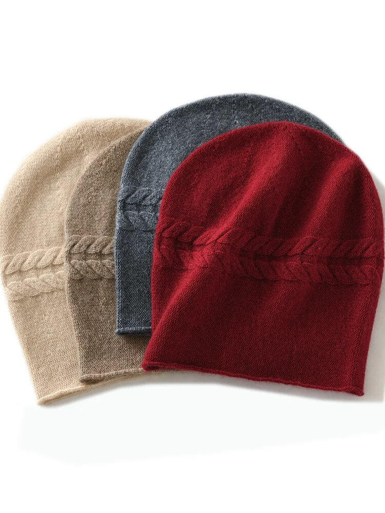 Winter Women's Cashmere Hats Causal Outdoor Warm Beanies Hat Female Solid Knitted Skullies Cap