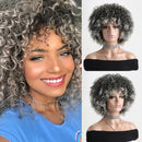 12 Inch Curly Wig Synthetic Grey Wig Hair For Women Suitable For Women's Daily Use Christmas Halloween Weddings Music Festival