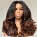 Ombre Chocolate Brown HD Lace Pre Cut Glueless Wig Body Human Hair Incisible HD Lace Glueless Wig
