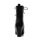 Black leather boot with a block heel on a white background, Obroi