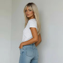 Blonde Layered Wig with Bangs Mixed Blonde 20 Inch Realistic Everyday Glueless Wig for Women Gift Wig