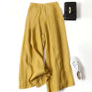 Women Summer Wide Leg Cropped Pants with Pockets Thin Loose Fit Elastic Waist Casual Trousers