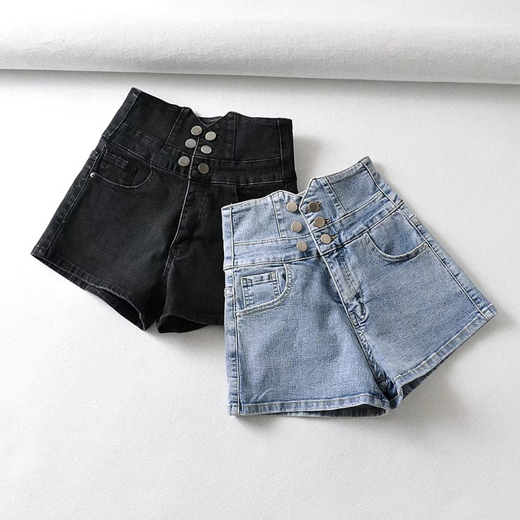 Women Autumn Denim Mini Shorts High Waist Blue Shorts Female Trousers Outwear Women Sexy Shorts