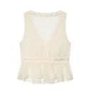 Women Solid Bowed Lace Up Pullover Vest Female Chic Lady Tanks Tops