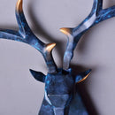 Blue deer head with large antlers on a gray background, Obroi