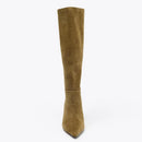 Brown knee-high boot on a white background, Obroi