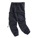 Black cargo pants on a white background, Obroi