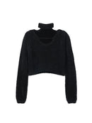 Hollow Out Long Sleeve Pink Crop Top Female Clothing Casual Pullover Sexy Sweater Women Corset Clothes Aesthetic