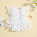 Infant Baby Girl Romper Dress Layered Ruffled Hem Summer Floral Lace Jumpsuit for Newborn Toddler Clothes