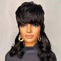 Mannequin head with styled black hair and gold earrings on a plain background, Obroi