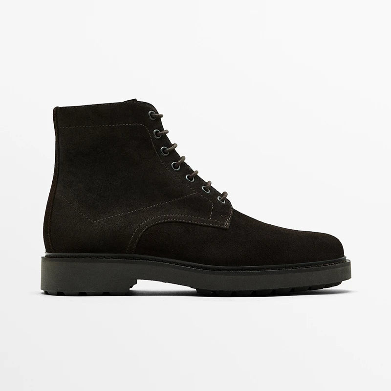 Retro Chelsea Men's Boots Genuine Leather Short Male British Casual High-Top Leather Men Shoes