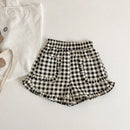 Girls Shorts Plaid Pants for Kids Summer Children Lace Shorts Toddler Casual Trousers Baby Clothing