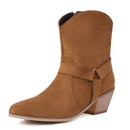 Women Ankle Boots Round Toe Heels Booty