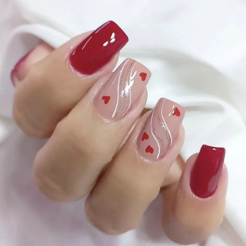 Nail Gradient Glitter Design Fake Nail Tips Ins Artificial Wearable Valentine’s Day Press on Nails