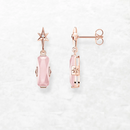 Pink Stone Rose Gold Plated Stud Earrings Europe Romantic Fine Jewerly For Women Gift In Real 925 Sterling Silver