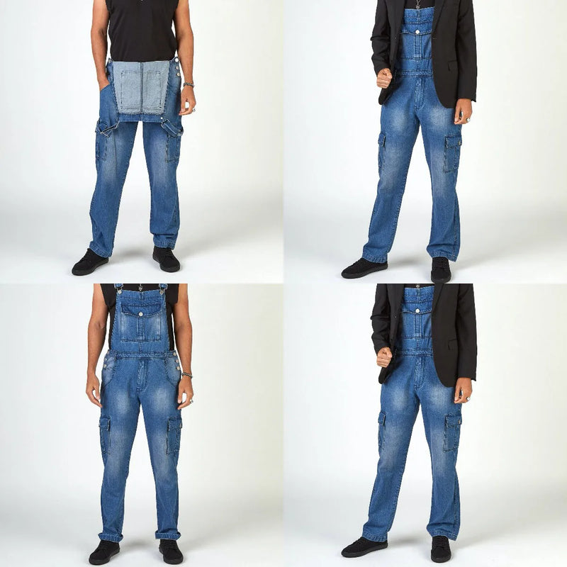 Jeans Autumn Mens Overalls Men Casual Denim Pants Slim Splice Straight Rompers Jeans Men