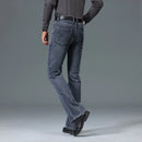 Autumn And Winter Men's Mid Waist Micro Flared Jeans Blue Gray Casual Pants