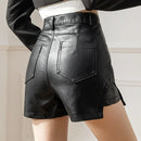 Women's Black Gothic Shorts Skirt Mini Leather Shorts Elegant