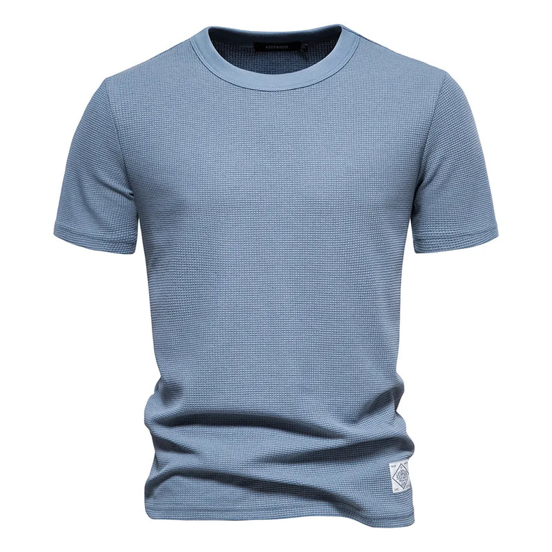 Solid Waffle T-shirts for Men Casual Short-sleeved Men's Tees New Summer Designer Tops Male
