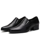 Men Dress Shoes Slip On Pointed Toe Leather Classic Men Formal Oxfords Black