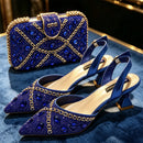 Women's Pumps purple Gold Shoes and Bag Set Italian Design