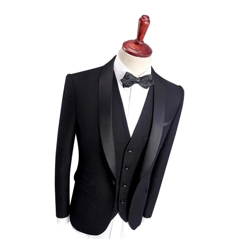 Wedding Suits for Men Burgundy Black Blue Khaki Groom Wedding Suit Slim Fit Shawl Collar Prom Suits