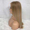 Blonde color lace front wig Transparent lace pre-plucked hairline long length full density Jewish hair wig