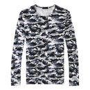 Men Camouflage Base T-shirt Pullover Loose O Neck Long Sleeves Breathable Casual Men Autumn Top